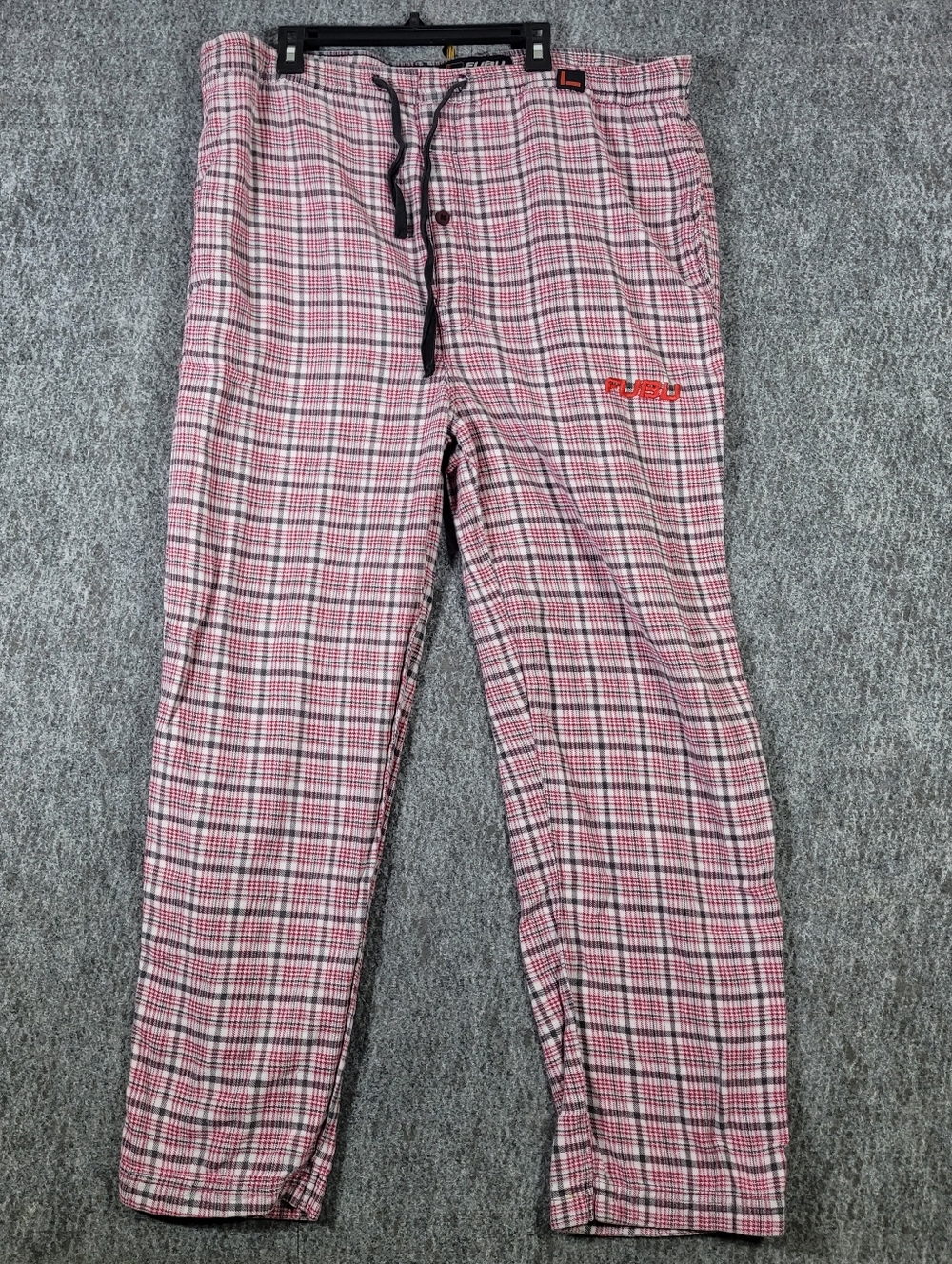 FUBU Mens XL Red Plaid Fleece Pajama Pants Sleepwear Lounge Drawstring
